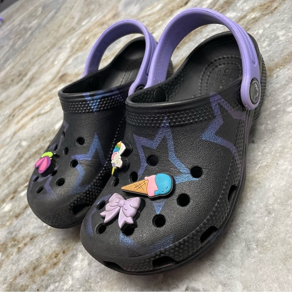 Crocs‎ Classic Disco Dance Party Clog K Stars Black Sandals 208084 Toddler 12 - Picture 3 of 10